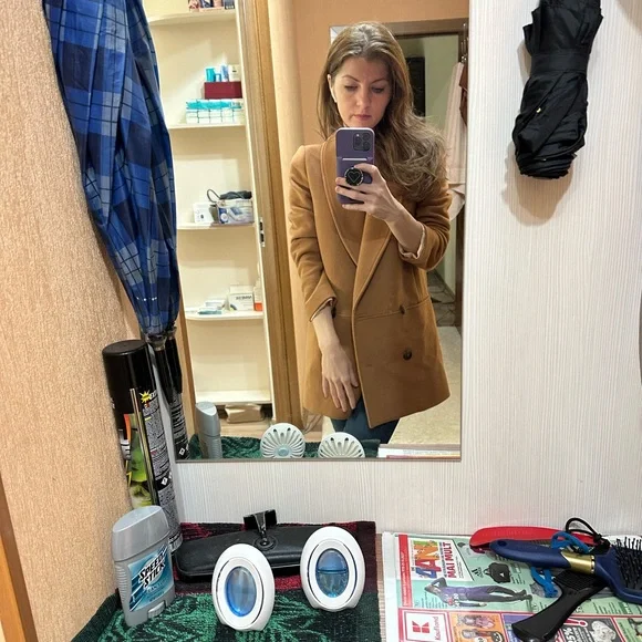 Sezane Camel Double-Breasted Trench Coat - Picture 6 of 7